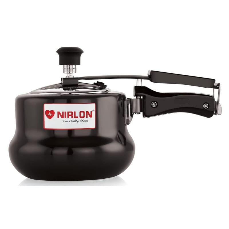 Nirlon Induction and Gas Compatible Hard Anodised Handi Shape Inner Lid Aluminium Pressure Cooker, 2 Litre, Black