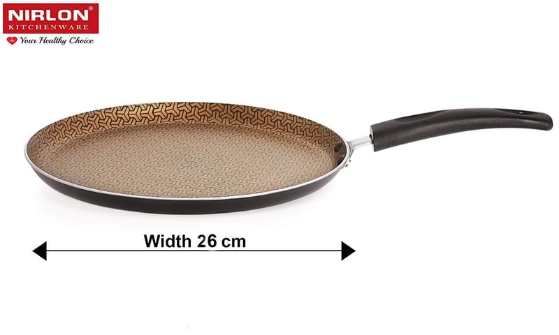 Nirlon Non-Stick Aluminium Induction & Gas Compatible Cookware Deep Kadhai with Glass Lid, 24cm- 3 Liter, Black