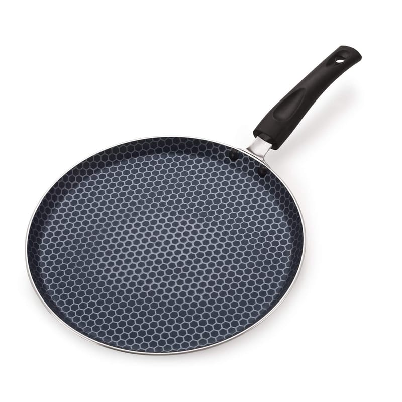 Nirlon Roti/Chapati/Dosa Tawa 26cm with 3-Layer Nonstick Coating 3mm Thickness Aluminum Cookware for Induction /Gas Stove Tops, Black