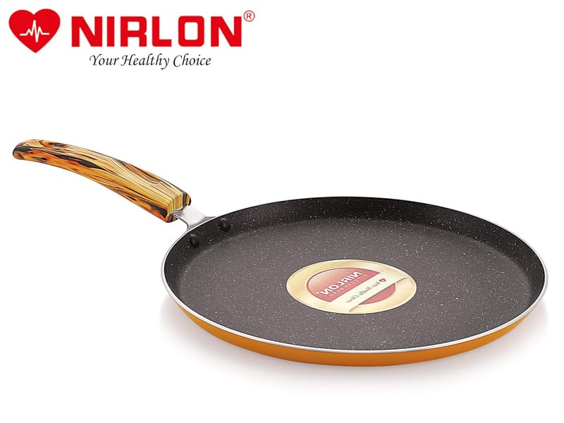 Nirlon Gold Rush Non Stick Aluminium Fry Pan with Glass Lid 24cm, Gold Rush (Compatible with All Gas & stovetops Only)