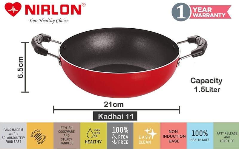 Nirlon Non-Stick Aluminium 12 Cavity Appam Paniyarakkal | Paniyaram | Appam Pan | Pan Cake Maker | Ponganal Maker | Paddu Tawa with with 2 Side Handle and Stainless Steel Lid [3mm_Clasic_AP12]