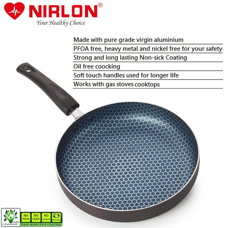 Nirlon Non Stick PFOA Free, Non-Toxic, Food Grade Quality Aluminium Gas Compatible Casserole/Biryani Pot/Rice Pot, 24cm - 3.1 LTR[3mm_Clasic_CS14]