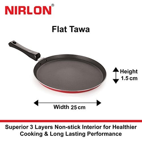 Nirlon Gold Rush Non Stick Aluminium Fry Pan with Glass Lid 24cm, Gold Rush