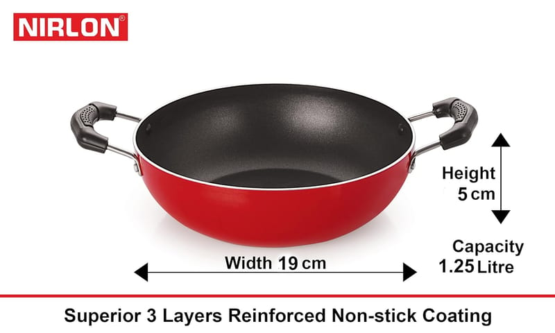 Nirlon Blue Sea 2-Piece Aluminium Non Stick Cookware Frying Pan & Kadai Combo Set (Compatible with All Gas & stovetops)