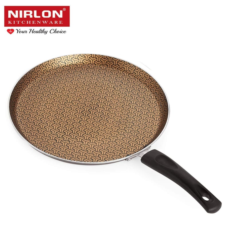 Nirlon Gold Rush 2-Piece Aluminium Non Stick Cookware Frying Pan & Kadai Combo Set (Compatible with All Gas & Stovetops)