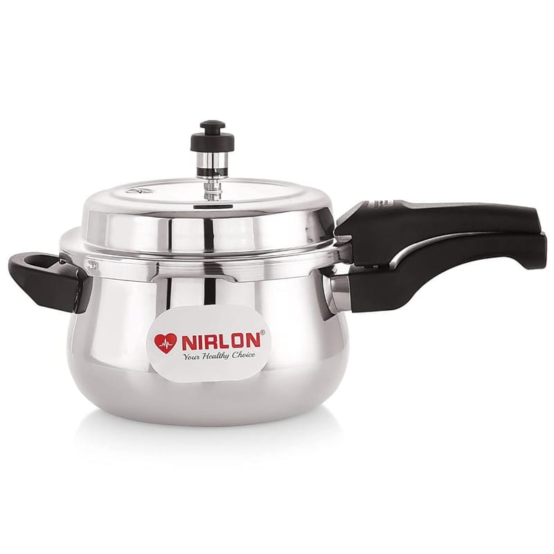 Nirlon Induction and Gas Stove Compatible Outer Lid Belly Triply Stainless Steel Pressure Cooker, 5 Liters