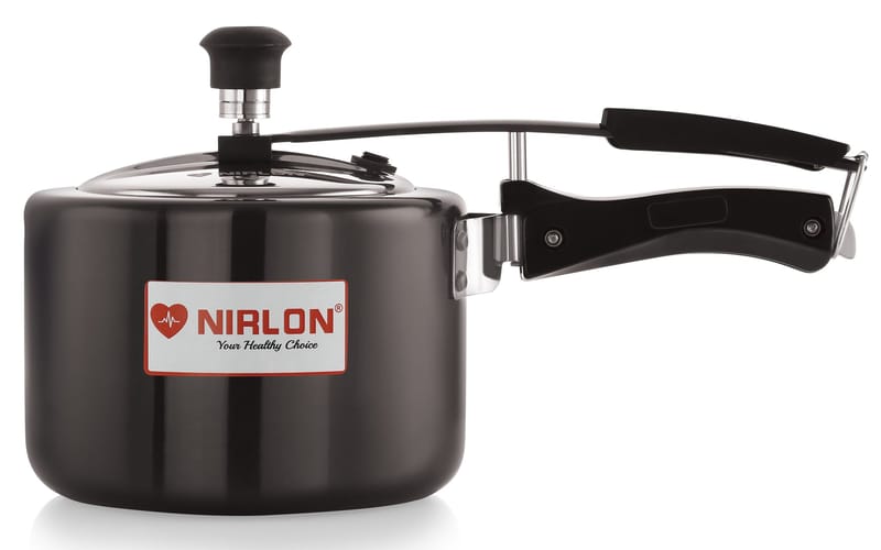 Nirlon Induction and Gas Compatible Hard Anodised Inner Lid Aluminium Pressure Cooker, 3 Litre, Black