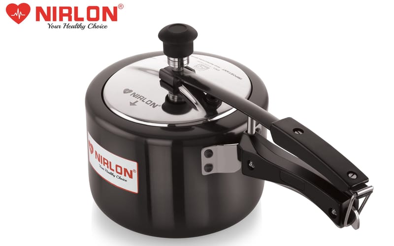 Nirlon Induction and Gas Compatible Hard Anodised Inner Lid Aluminium Pressure Cooker, 3 Litre, Black