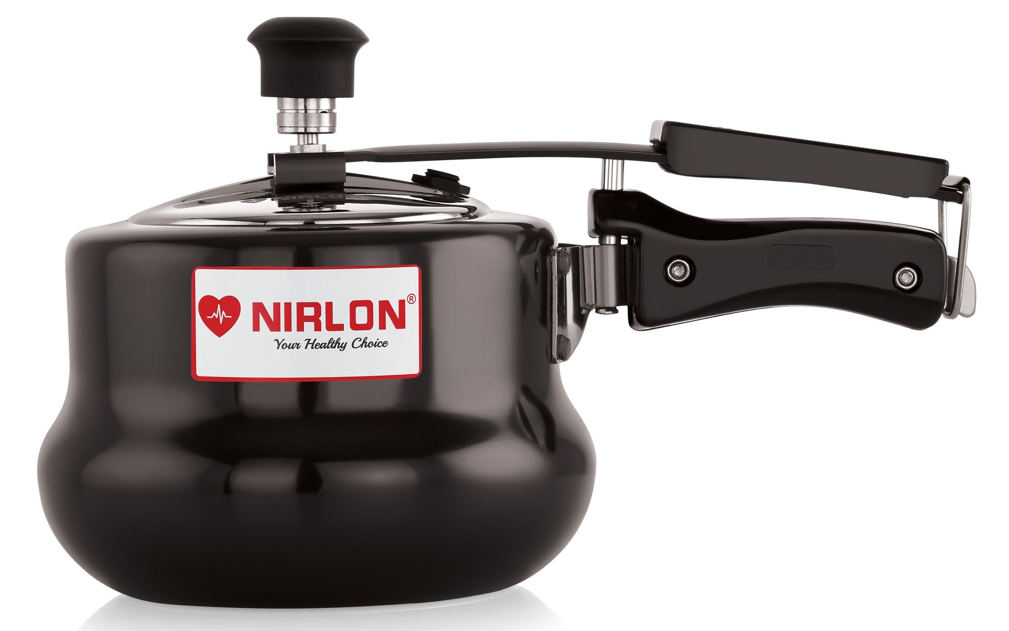 Nirlon Induction and Gas Compatible Hard Anodised Handi Shape Inner Lid Aluminium Pressure Cooker, 2 Litre, Black