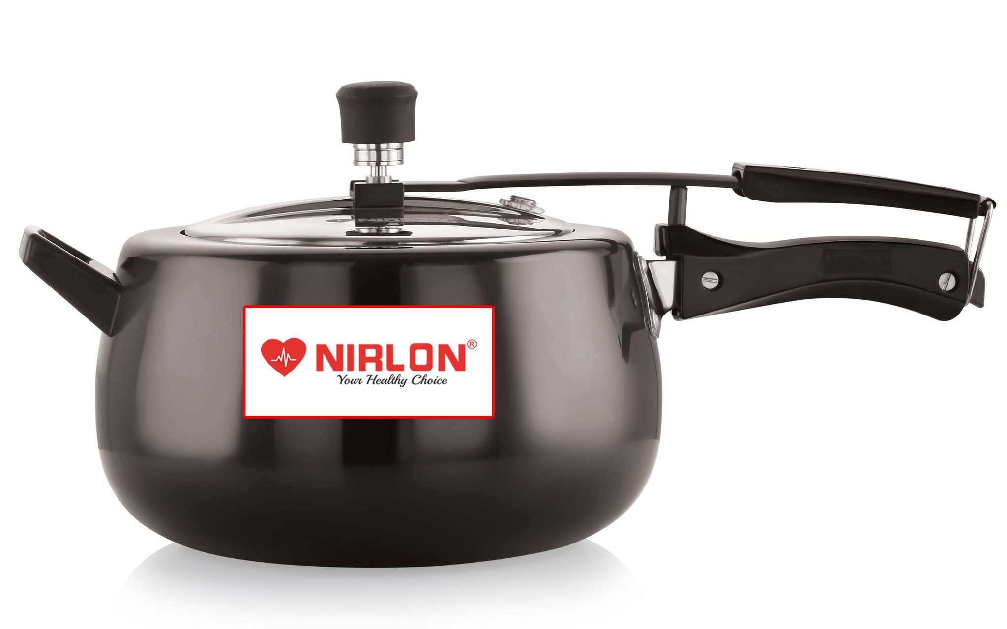 Nirlon Induction Base Hard Anodised Inner Lid Aluminium Pressure Cooker, 5 Litre, Black