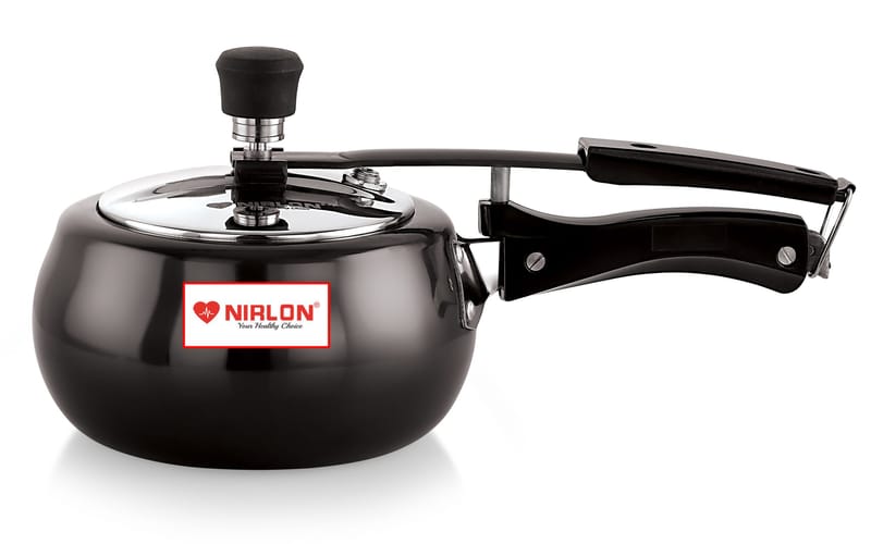 Nirlon Induction Base Hard Anodised Inner Lid Aluminium Pressure Cooker, 2 Litre, Black