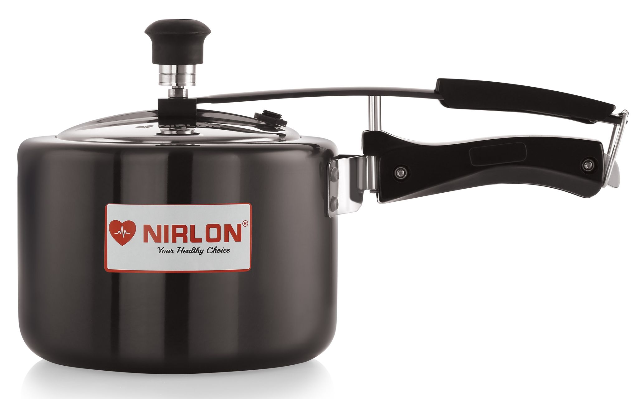 Nirlon Induction and Gas Compatible Hard Anodised Inner Lid Aluminium Pressure Cooker, 2 Litre, Black