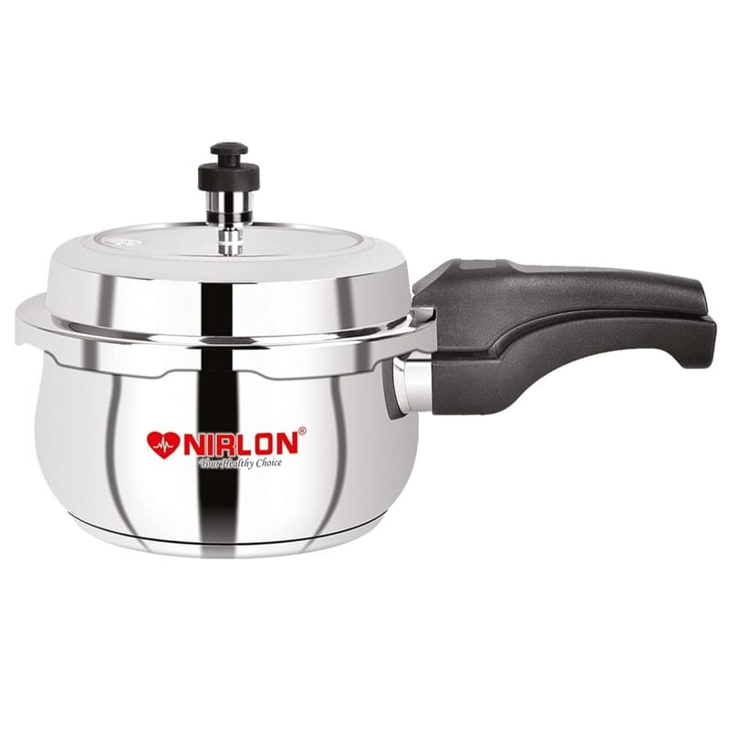 Nirlon Sandwich Bottom Induction Friendly Outer Lid Stainless Steel Pressure Cooker, 2 Litre