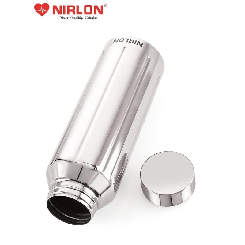 Nirlon Stainless Steel Single Wall Fridge Refrigerator Water Bottle, Silver, Set of 5 (FB_Wave)