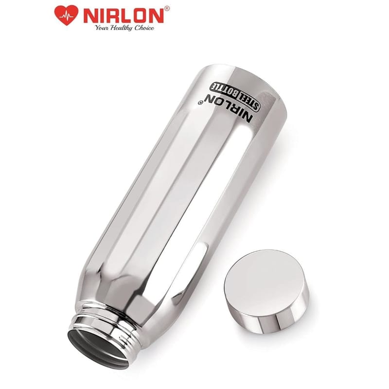 Nirlon Stainless Steel Single Wall Fridge Water Bottle, Silver, 1000ML, Set of 4 (FB_Polo)