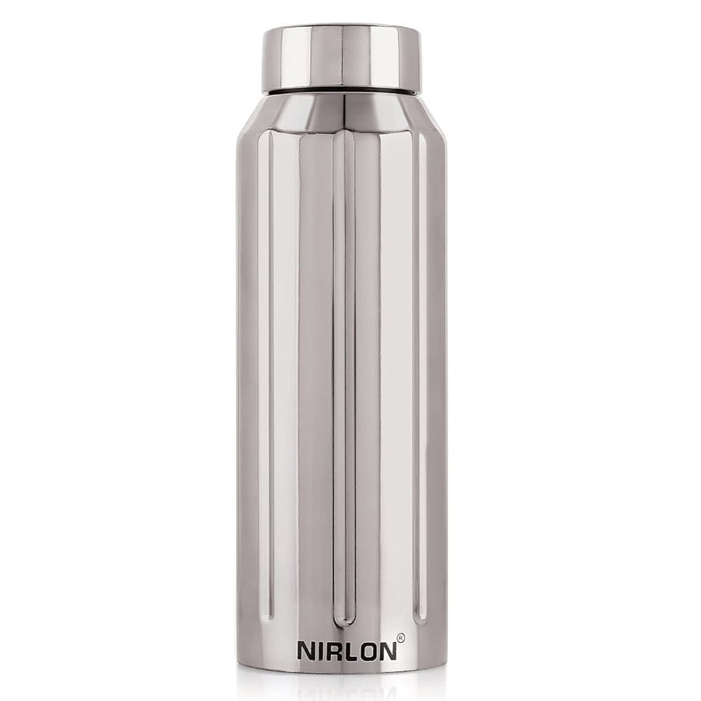 Nirlon Stainless Steel Single Wall Fridge Refrigerator Water Bottle, Silver, Set of 1 (FB_Wave)