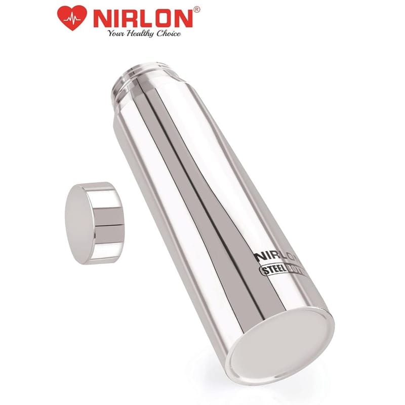 Nirlon Stainless Steel Single Wall Refrigerator Fridge Water Bottle, Silver, Set of 6 (FB_Hiker)