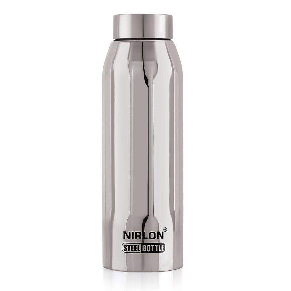 Nirlon Stainless Steel Single Wall Fridge Water Bottle, Silver, 1000ML, Set of 1 (FB_Polo)