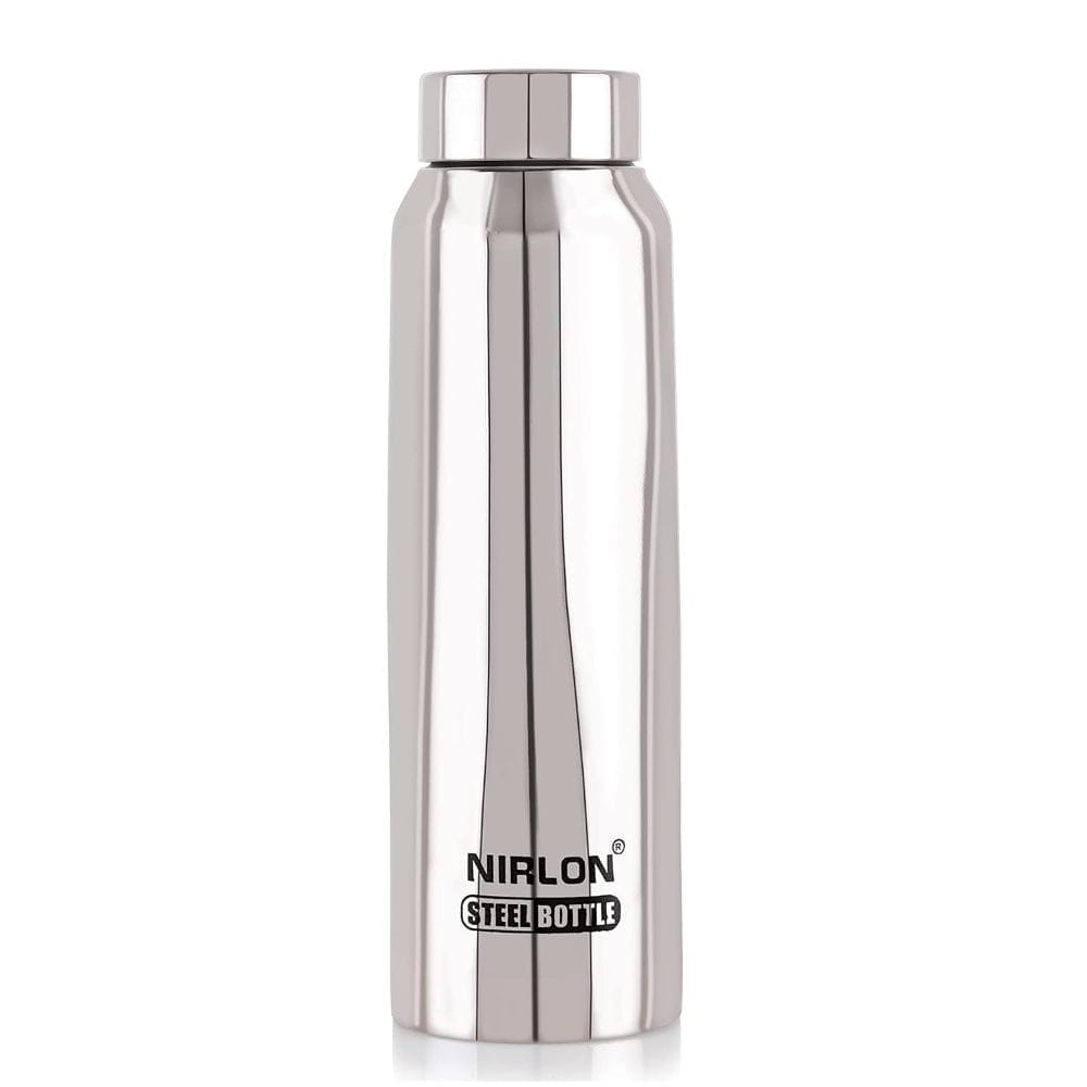 Nirlon Stainless Steel Single Wall Refrigerator Fridge Water Bottle, Silver, Set of 1 (FB_Hiker)