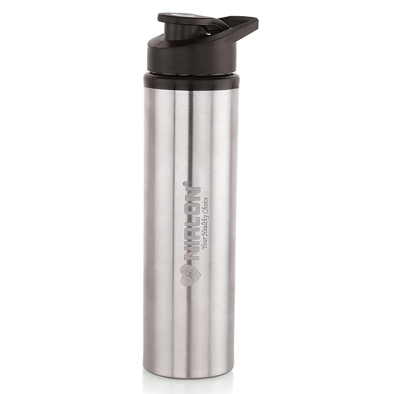 Nirlon Stainless Steel Single Wall Water Bottle with Flip Cap 900 ML, Set of 3