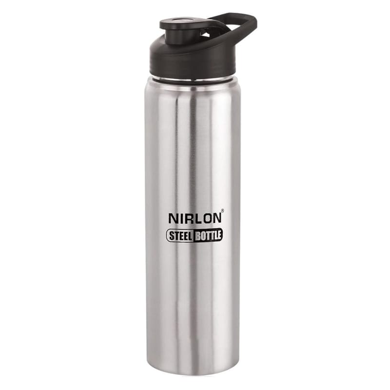 Nirlon Stainless Steel Single Wall Water Bottle with Flip Cap 1000 ML, Set of 3