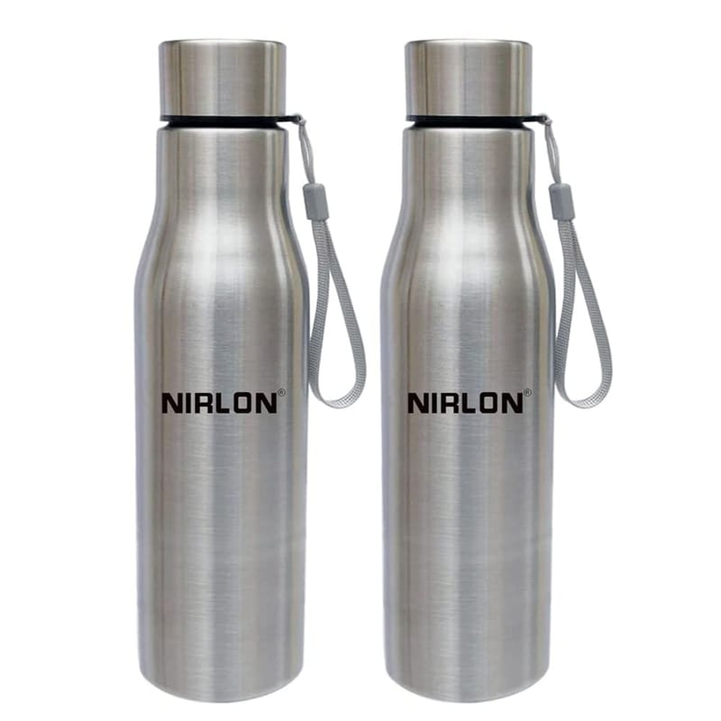 Nirlon Stainless Steel Single Wall Water Bottle with Flip Cap 1000 ML, Set of 1