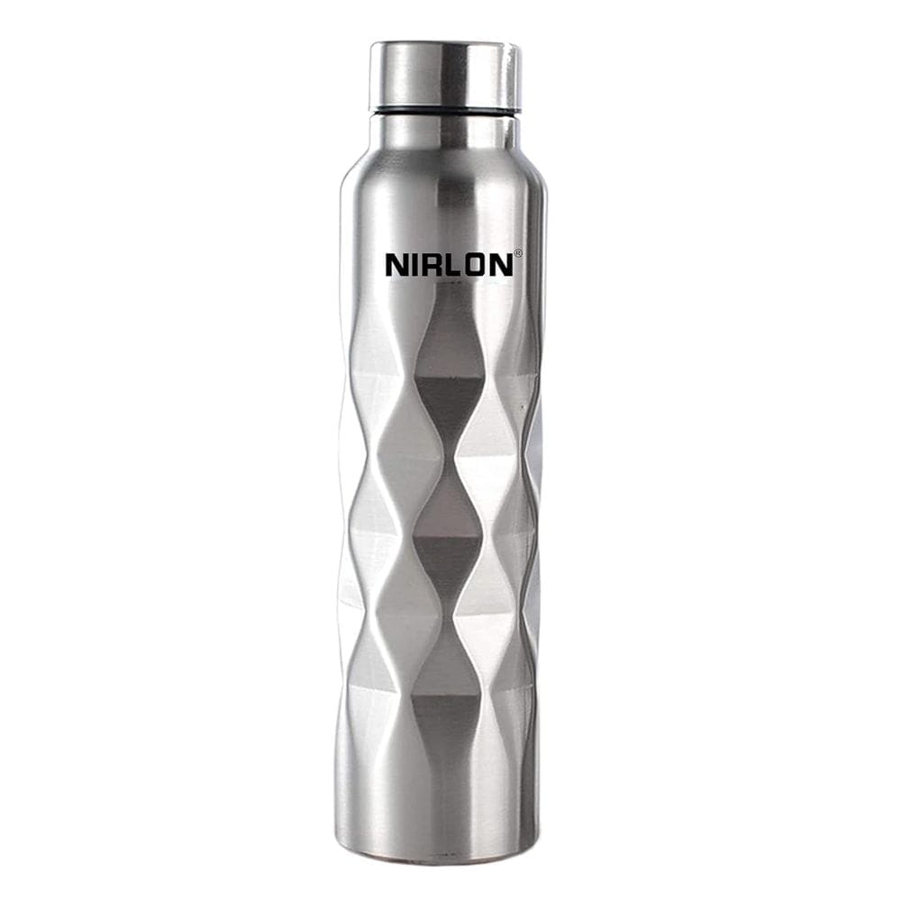 Nirlon Stainless Steel Single Wall Diamond Cut Water Bottle 1000 ML, Set of 1