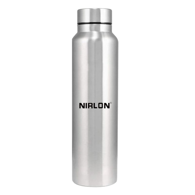 Nirlon Stainless Steel Single Wall Plain Water Bottle 1000 ML, Set of 1