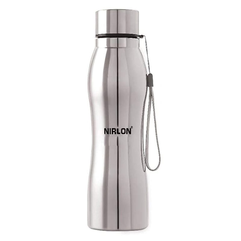 Nirlon Stainless Steel Single Wall Diamond Cut Water Bottle, 1000 ML, Set of 2