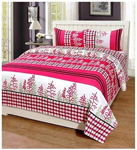 CLIDE PRESENTS 3D DOUBLE BEDSHEET WITH TWO PILLOW COVERS - 90X90 INCH - MULTICOLOR