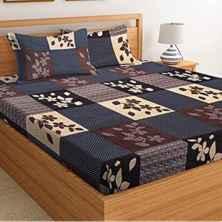 CLIDE PRESENTS 3D DOUBLE BEDSHEET WITH TWO PILLOW COVERS - 90X90 INCH - MULTICOLOR