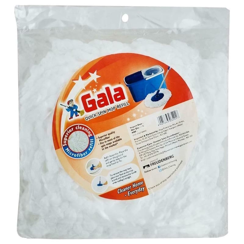 Gala Spin Mop Microfiber Refill, Spin Mop Refill/Floor Mop Refill, Mop Head Refill only, Mop Refills only (White)