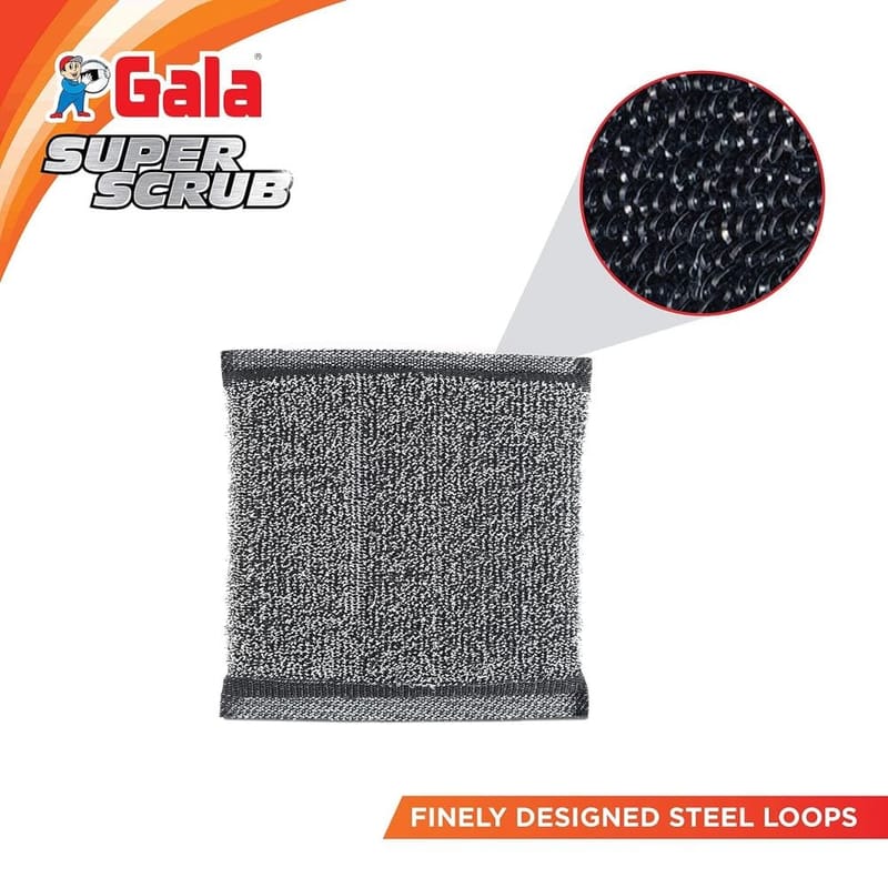 Gala Super Scrub Set - Made of Steel - Black - Pack of 6