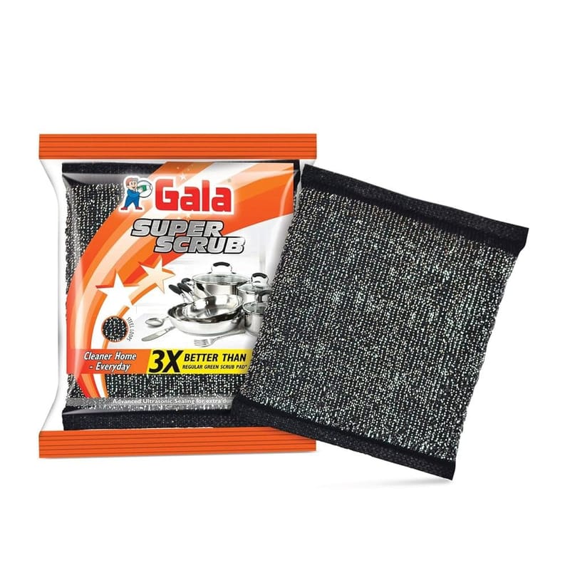 Gala Super Scrub Set - Made of Steel - Black - Pack of 6