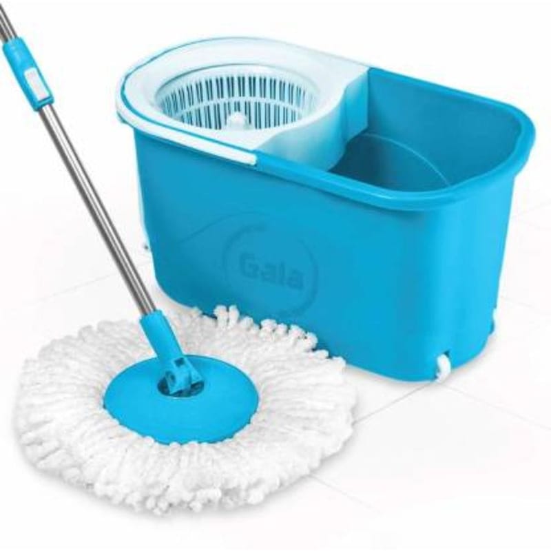 Gala e-Quick Spin Mop, Bucket Floor Cleaning, Easy Wheels  & Big Bucket, Floor Cleaning Mop with Bucket, pocha for floor cleaning, Mopping Set (white and blue)