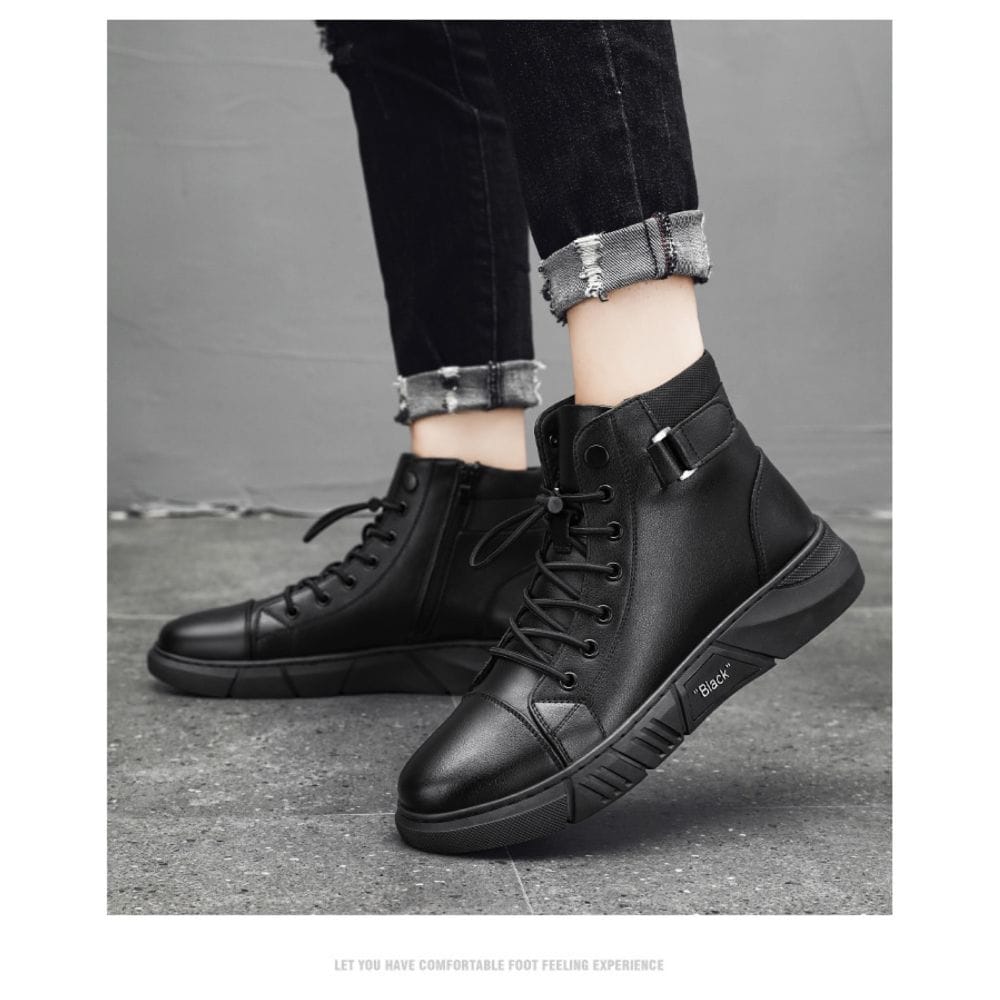 Richale Trending  Black Leather Boot For Men