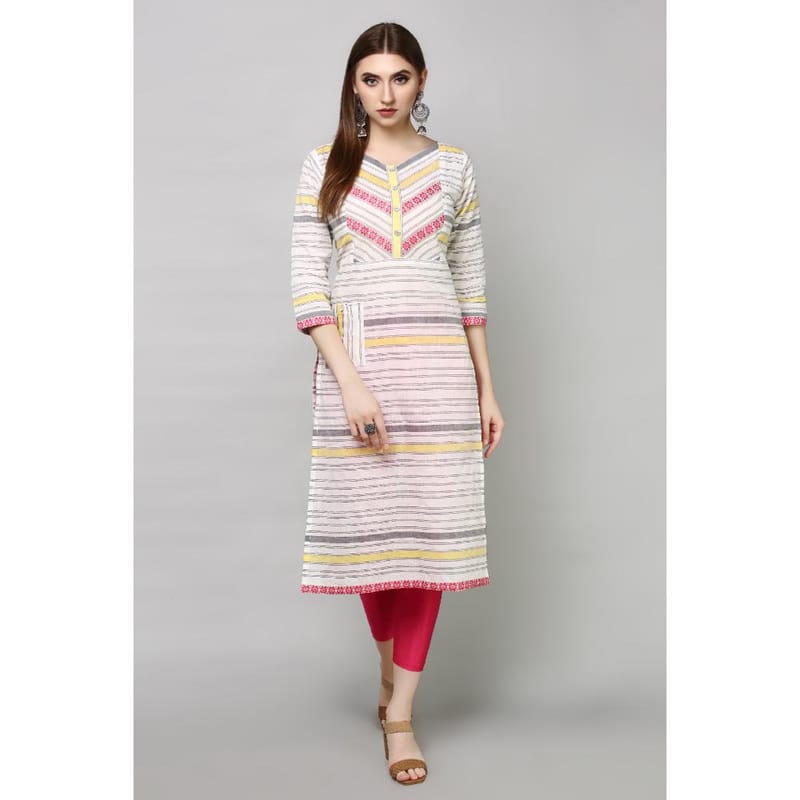 Havva Fashion Handloom Cotton Printed Straight Kurta