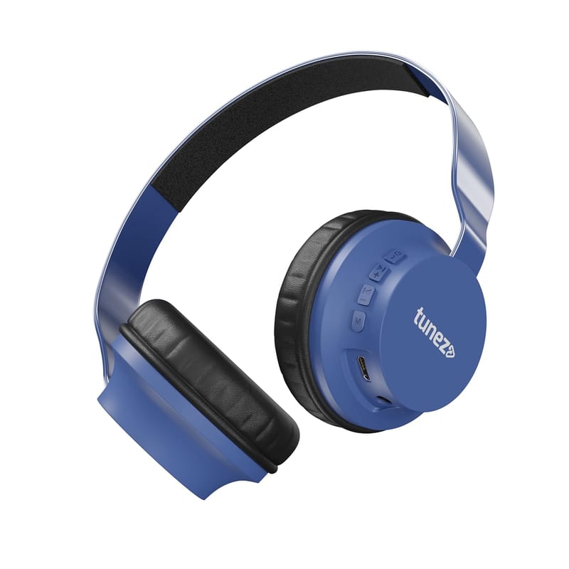 Tunez Beats B60 Over Ear V5.0 Bluetooth Wireless Headphones with Mic| 14 Hrs Play Time | Fast Charging | Passive Noise Cancellation | Google & Siri Voice Asst. | Comfortable Ear Cushions (Blue)