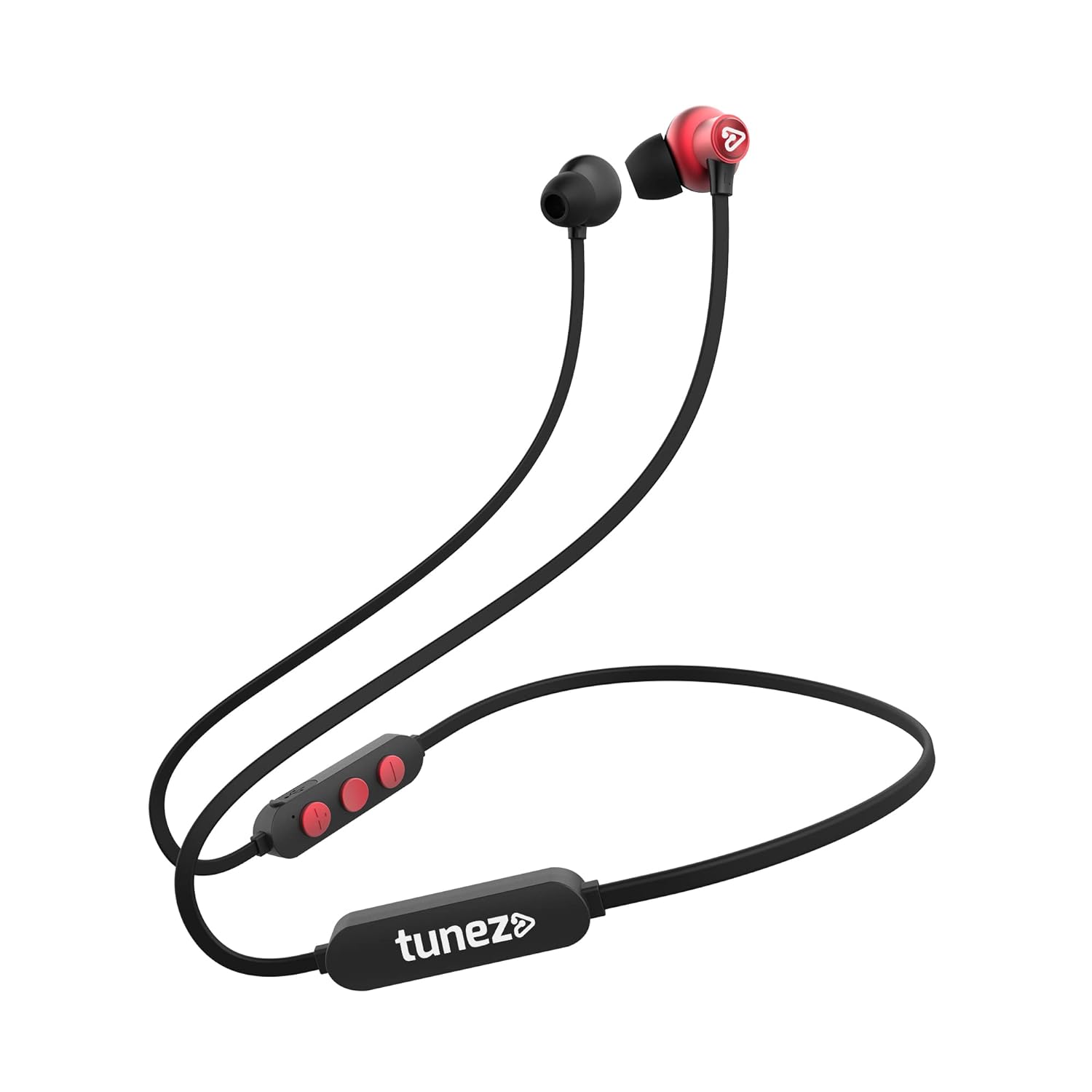 Tunez Rhythm R30 in Ear Wireless Bluetooth Neckband Earphone with 10mm Drivers, Bluetooth Version V5.0,24 Hours Play Time,IPX5, Fast Charging, Magnetic Tips and Light Weight Design(Red)