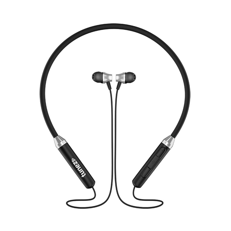 Tunez Rhythm R47 Wireless Neckband with 40 Hours Music Play Time, in Built mic, Bluetooth Version 5.1+EDR+BLE and IPX5 Water Resistant(Silver)