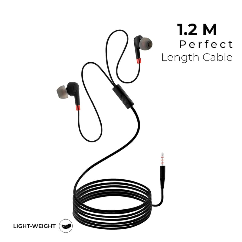 Tunez Dhwani D30 in Ear Wired Earphone with Supreme Sound Quality and Passive Noise Isolation with 10mm Dynamic Drivers,in Built mic and 3.5mm Jack(Black)