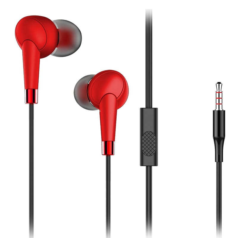 Tunez Dhwani D30 in Ear Wired Earphone with Supreme Sound Quality and Passive Noise Isolation with 10mm Dynamic Drivers,in Built mic and 3.5mm Jack(Red)