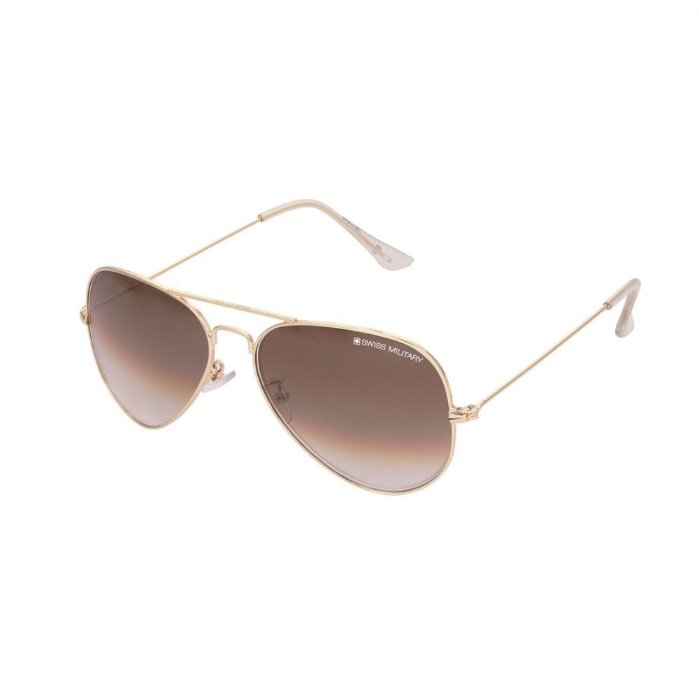 Swiss Military Uv Protected Aviator Unisex Sunglasses - (Sun4|58|Brown Color Lens)