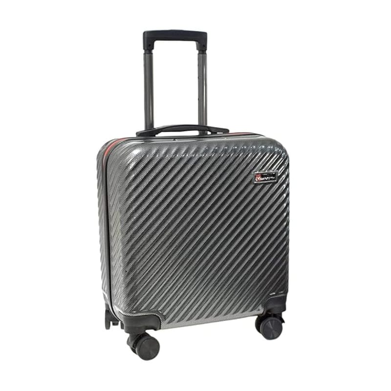 Swiss Military Overnighter Hard Sided Cabin Trolley Bag, Grey Textured 33 Liters Laptop Roller Case, Light Weight Glossy Finish, Ltb8