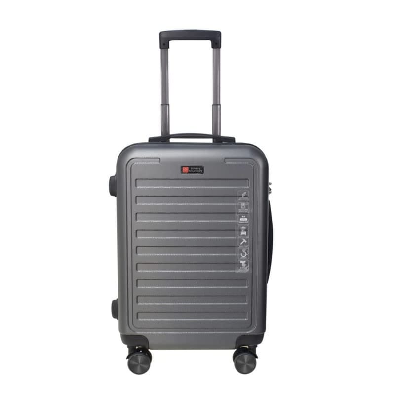 Swiss Military 20 Inch Luggage, Unbreakable Polycarbonate Cabin Size Luggage Grey Color, Textured Hard-Sided Trolley Luggage/Suitcases, Htl99