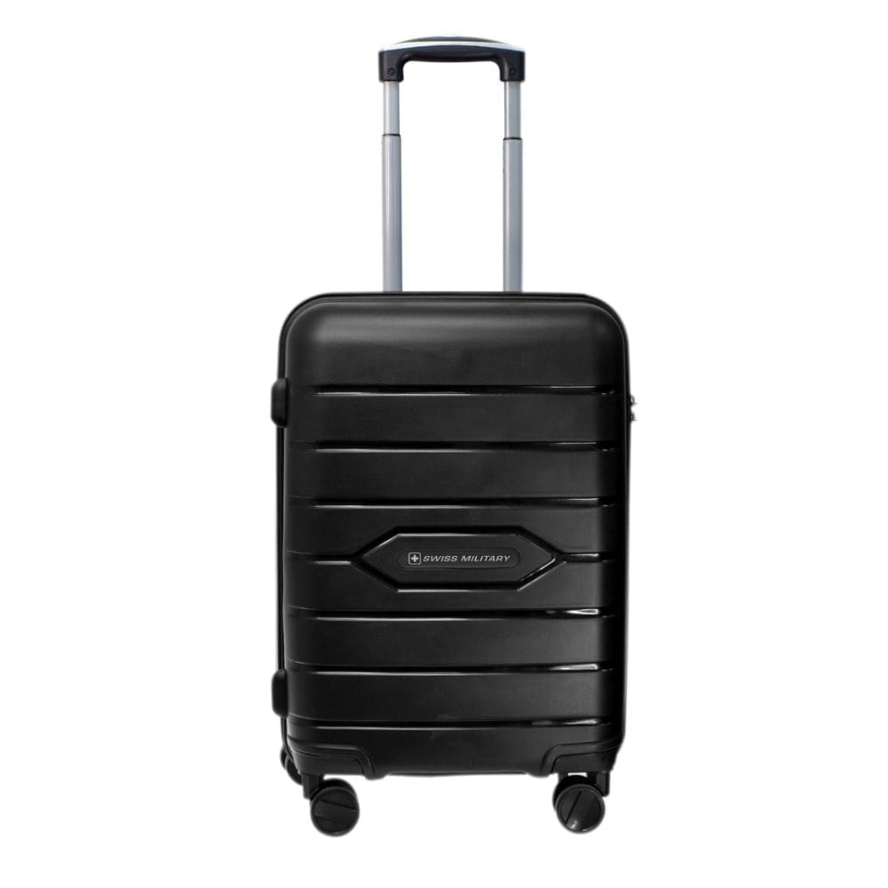 Swiss Military 20 Inch Unbreakable Polycarbonate Cabin Size Luggage, Black Color | Textured Hard-Sided Trolley Luggage/Suitcases- Htl 91