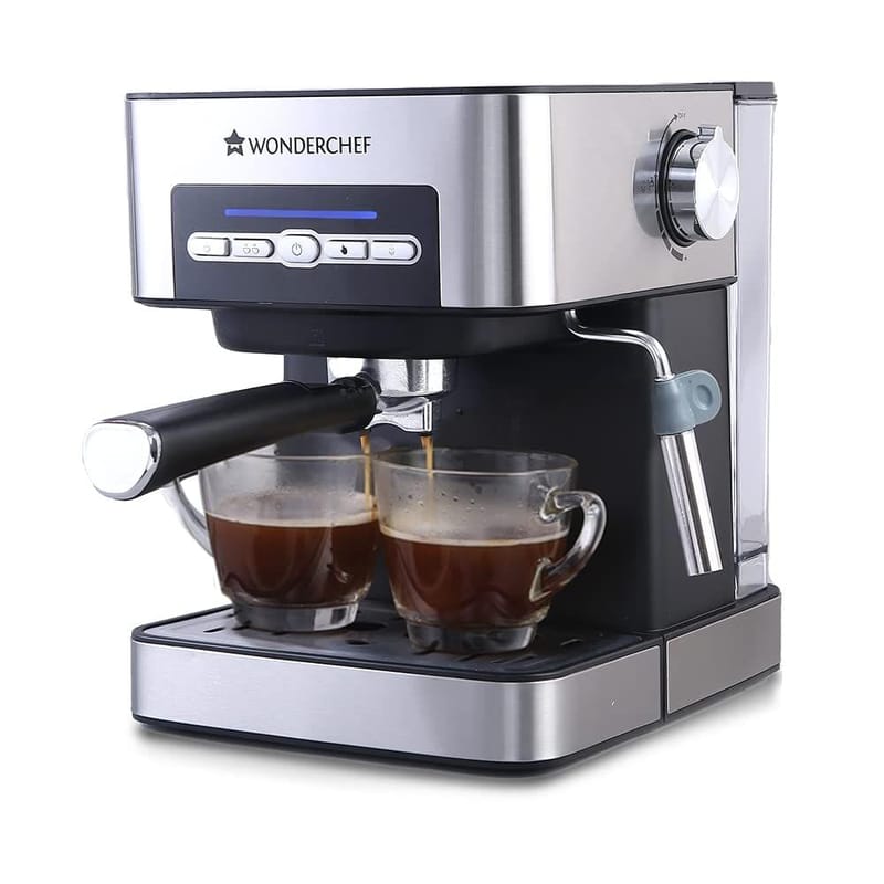 Wonderchef Regalia Espresso Coffee Maker 15 Bar | Ideal for Espresso, Cappuccino, Latt?, Macchiato or Ristretto at Home | with Steamer Spout for Cappuccino & Latte | Professional Style Coffee | Works with Coffee Powder | 2 Years Warranty | Steel