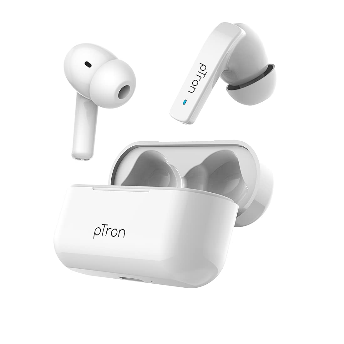 Ptron Basspods 992 Active Noise Cancelling ANC Bluetooth 5.0 Wireless Headphones - White