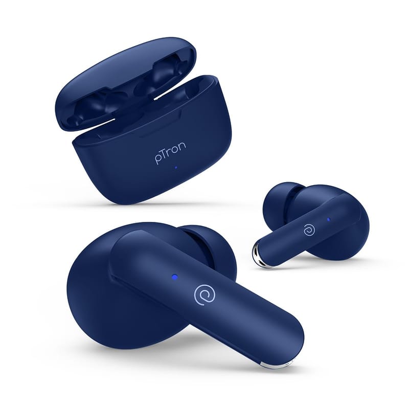 Ptron Bassbuds Duo with BT v5.1, 32Hrs Playtime, Deep Bass, Touch TWS Earbuds, Stereo Call (Blue)