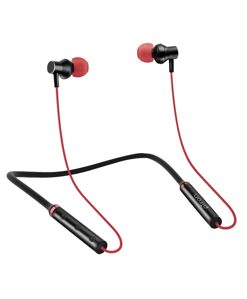 Ptron InTunes Beats In-Ear Hi-Fi Stereo Wireless Bluetooth 5.0 Neckband - Black Red